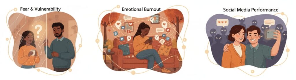 a three part image depicting the pros and cons of cuffing season